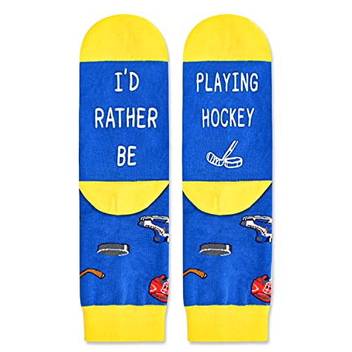 Kids' Fun Socks, Unisex Novelty Hockey Socks for Kids, Children Ball Sports Socks, Gifts for Boys Girls, Funny Hockey Gifts for Hockey Lovers, Sports Lover Gift, Gifts for 7-10 Years Old