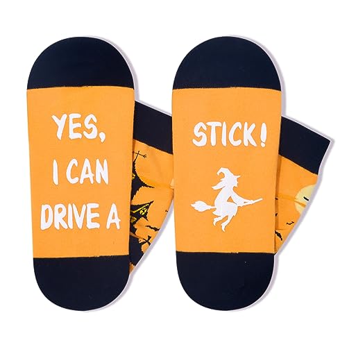 Silly Halloween Gifts, Crazy Flying Witch Socks, Funny Witch Socks, Spooky Horror-themed Halloween Socks for Women Men, Funny Gifts for Halloween Holiday Presents