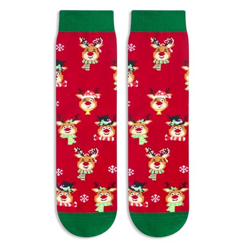 4-7 Years Old Reindeer Socks, Funny Christmas Gifts for Boys Girls, Christmas Vacation Gifts, Xmas Gifts, Holiday Gifts, Reindeer Gifts, Santa Gift Stocking Stuffer