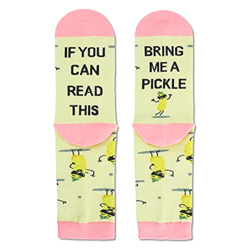 Funny Pickle Socks for Women Who Love Pickle, Novelty Pickle Gifts, Women's Gag Gifts, Gifts for Pickle Lovers, Funny Sayings If You Can Read This, Bring Me A Pickle Socks