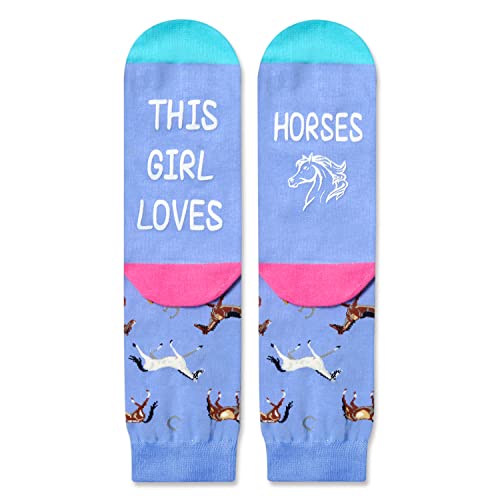 Funny Saying Horse Gifts for Women,This Girl Loves Horses,Novelty Horse Print Socks Equestrian Gift