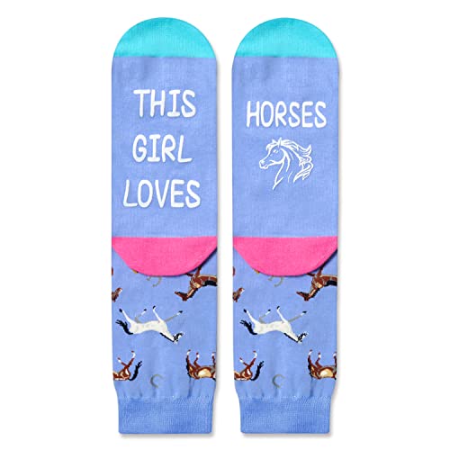 Funny Horse Women's Purple Crew Socks
