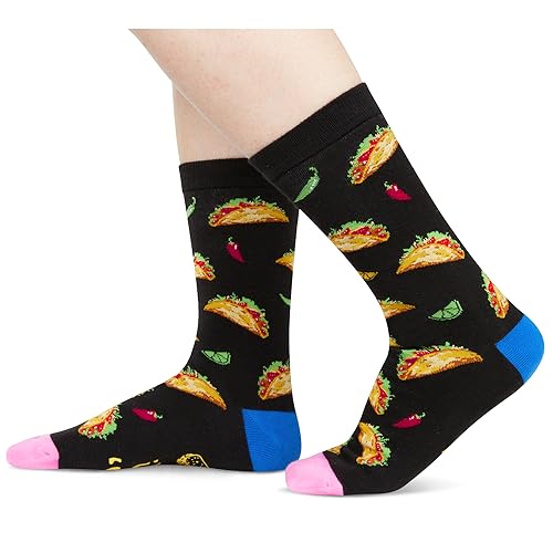 Novelty Taco Socks, Funny Taco Gifts for Taco Lovers, Food Socks, Gifts For Men Women, Unisex Taco Themed Socks, Food Lover Gift, Silly Socks, Fun Socks