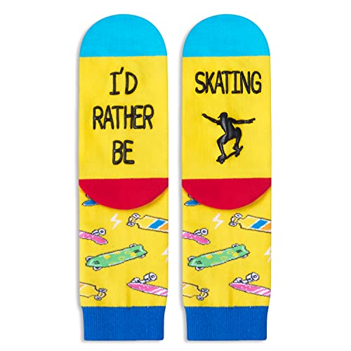 Novelty Skateboard Socks for Kids, Funny Skateboard Gifts for Sports Lovers, Kids' Gifts for Boys and Girls, Unisex Skateboard Themed Socks Children, Silly Socks, Cute Socks, Gifts for 7-10 Years Old