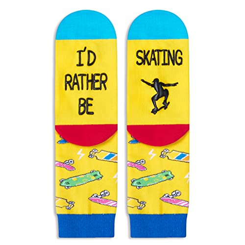 Cool Skateboard Unisex Children's Yellow Crew Socks