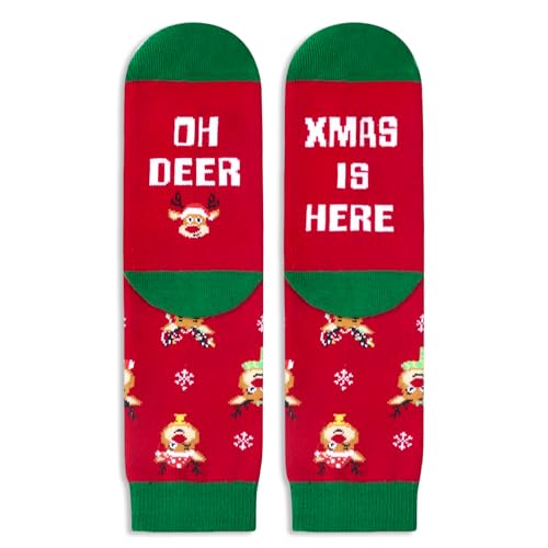 4-7 Years Old Reindeer Socks, Funny Christmas Gifts for Boys Girls, Christmas Vacation Gifts, Xmas Gifts, Holiday Gifts, Reindeer Gifts, Santa Gift Stocking Stuffer