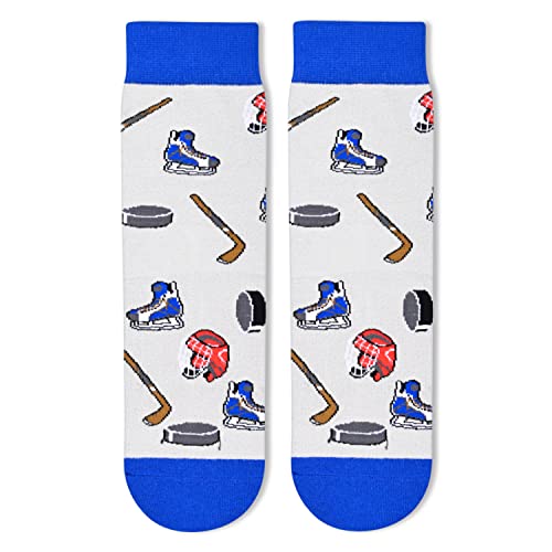 Unisex Novelty Hockey Socks for Kids, Children Ball Sports Socks, Funny Hockey Gifts for Hockey Lovers, Kids' Fun Socks, Perfect Gifts for Boys Girls, Sports Lover Gift, Gifts for 7-10 Years Old