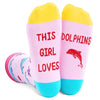Funny Saying Dolphin Gifts for Women,This Girl Loves Dolphins,Novelty Dolphin Print Socks Ocean Gift