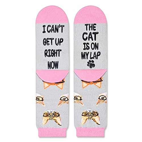 Cat Mom Gifts for Women Unique Cat Lovers Gifts for Women, Crazy Cat Socks 2 Pairs