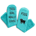 Novelty Pig Socks for Women, Fuzzy Cozy Soft Pig Socks, Funny Pig Gifts for Pig Lovers, Piggy Gifts for Women Girls