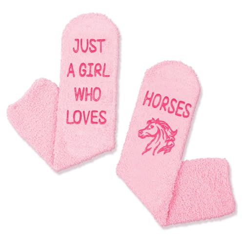 Cute Horse Gifts for Girls, Crazy Fuzzy Horse Socks Gifts for 7-10 years old Girls, Horse Gifts for Horse Lovers, Perfect Gifts for Daughters and Granddaughters Who Love Horse