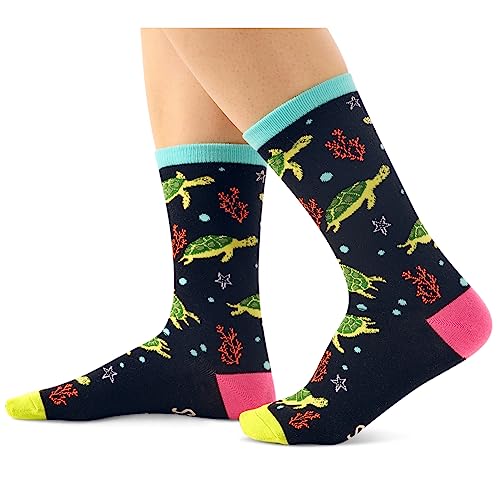 Funny Saying Turtle Gifts for Women,This Girl Loves Turtles,Novelty Turtle Print Socks, Gift For Her, Gift For Mom