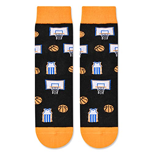 Fun Basketball Gifts for Kids Boys Girls, Children Ball Sports Socks for Sports Lovers, Funny Basketball Gifts for Basketball Lovers, Unisex Novelty Basketball Socks for Kids, Gifts for 7-10 Years Old