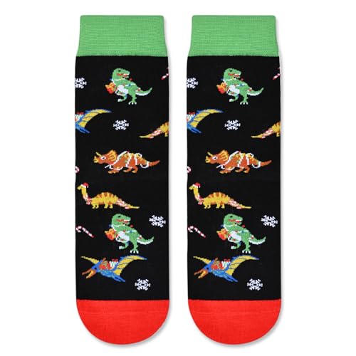 Funny Christmas Gifts for Kids, Christmas Socks, Dinosaur Socks for 4-7 Years Old Boys Girls, Xmas Gifts, Holiday Gifts, Dinosaur Gifts, Santa Gift Stocking Stuffer