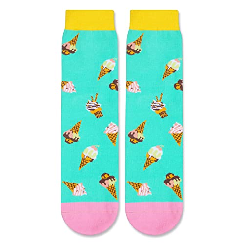 Ice Cream Socks For Men Women, Funny Ice Cream Gifts, Food Lover socks, Unisex pattern socks, Funny socks, Funky socks, Fun Ice Cream Themed Crew Socks