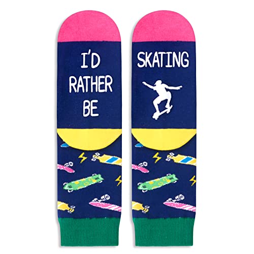 Cool Skateboard Unisex Children's Dark Blue Crew Socks
