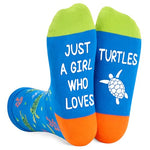 Funny Saying Turtle Gifts for Women,Just A Girl Who Loves Turtles,Novelty Turtle Print Socks, Gift For Her, Gift For Mom