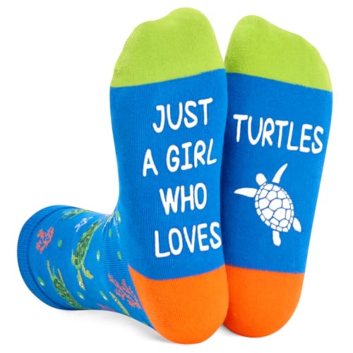 Funny Saying Turtle Gifts for Women,Just A Girl Who Loves Turtles,Novelty Turtle Print Socks, Gift For Her, Gift For Mom