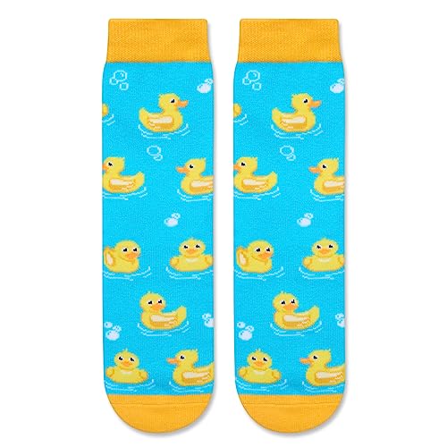 Funny Rubber Duck Gifts for Girls, Duck Socks for Kids 4-10 Years, Cute Lovely Silly Gifts Socks for Girls