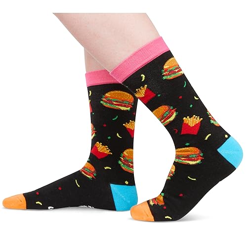 Unisex Burger Socks, Burger Lover Gift, Funny Food Socks, Novelty Burger Gifts, Gift Ideas for Men Women, Funny Burger Socks for Burger Lovers, Valentines Gifts, Christmas Gifts