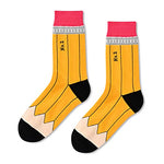 Pencil Socks, Funny Fun Socks for Women Men Teens, Book Lovers Gifts for Readers, Crazy Silly Socks, Book Reading Gifts for Students, Book Socks
