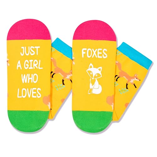 Funny Saying Fox Gifts for Women,Just A Girl Who Loves Foxes,Novelty Fox Print Socks, Gift For Her, Gift For Mom