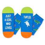 Funny Saying Turtle Gifts for Women,Just A Girl Who Loves Turtles,Novelty Turtle Print Socks, Gift For Her, Gift For Mom