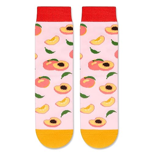 Peach Gifts Unisex Kids Funny Fruit Socks Peach Gifts for Boys and Girls Cute Peach Socks, Gifts for 7-10 Years Old