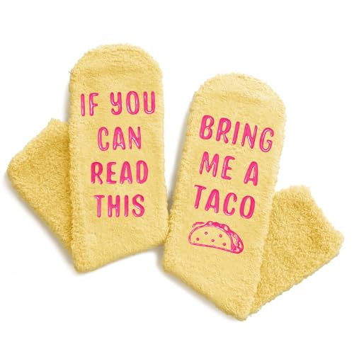 Novelty Taco Gifts for Grils Boys, Funny Crazy Silly Taco Socks, Fuzzy Taco Socks