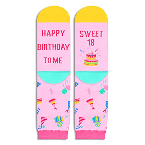 Unique 18th Birthday Gifts for 18 Year Old Girl, Funny 18th Birthday Socks, Crazy Silly Gift Idea for Sisters, Daughters, Friends, Birthday Gift for Her