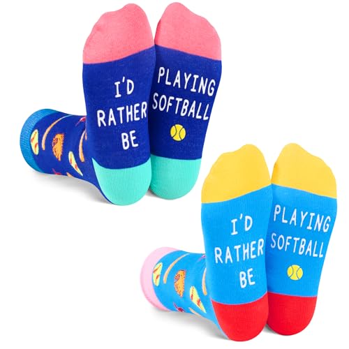 Unisex Novelty Softball Socks for Kids, Children Ball Sports Socks, Funny Softball Gifts for Softball Lovers, Kids' Fun Socks, Perfect Gifts for Boys Girls, Sports Lover Gift, Gifts for 7-10 Years Old