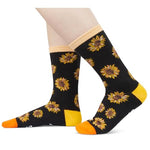 Sunflower Socks, Crazy Socks Sunflower Fun Print Novelty Crew Socks for Women, Sunflower Gifts, Flower Lover Gift