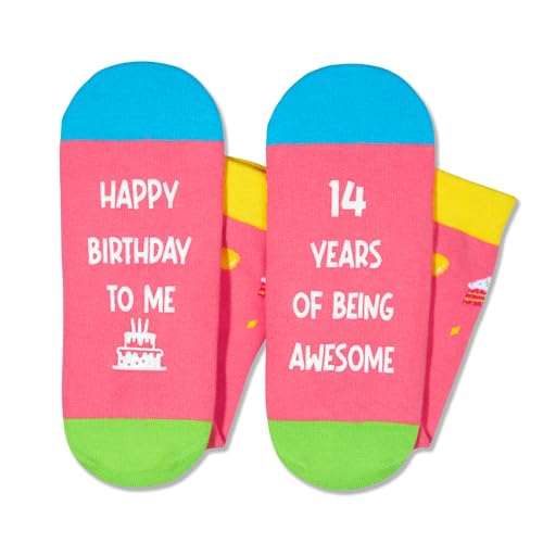 Funny Fun Crazy 14th Birthday Socks, Teens' 14th Birthday Gifts, Perfect Gifts for 14 Year Old Boy or Girl, Unique 14th Birthday Gift for Kids