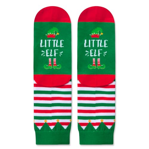 Funny Christmas Gifts, Funny Crazy Christmas Socks Holiday Socks for Childen, Elf Socks Santa Socks for Kids, Gifts for 7-10 Years Old