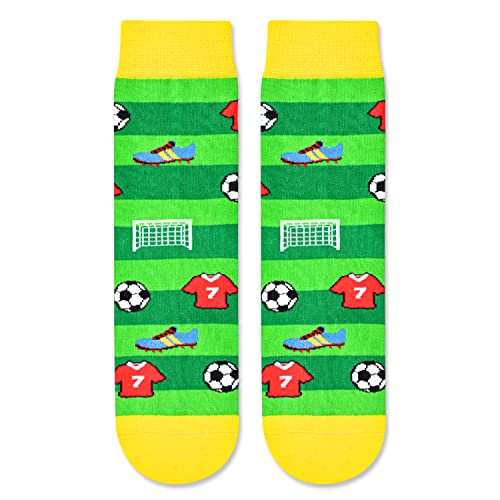 Unisex Novelty Soccer Socks for Kids, Children Ball Sports Socks, Funny Soccer Gifts for Soccer Lovers, Kids' Fun Socks, Perfect Gifts for Boys Girls, Sports Lover Gift for 7-10 Years Old