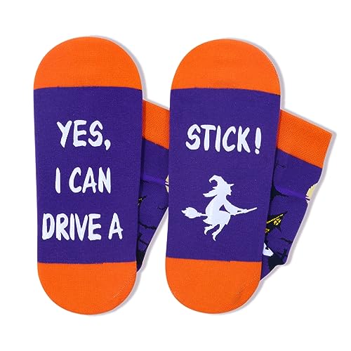 Funny Witch Socks, Crazy Flying Witch Socks, Horror Spooky Halloween Socks for Men Women, Silly Halloween Gifts, Horror-themed Gifts, Halloween Holiday Presents