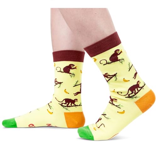 Funny Monkey Socks for Women Men, Unisex Crazy Monkey Gifts for Monkey Lovers, Silly Monkey Socks Gifts