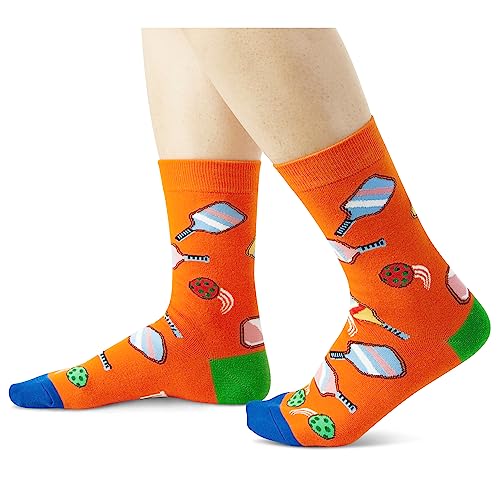 Novelty Pickleball Unisex Orange Crew Socks