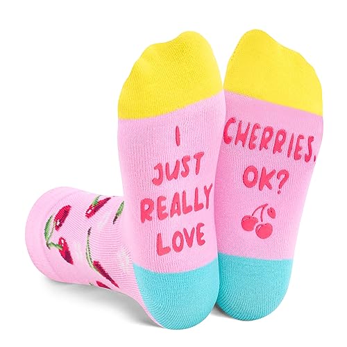 Funny Cherry Socks For Teen Boys Girls Cute Novelty Fruit Socks, Cherry Gifts For Kids 7-10 Years Old