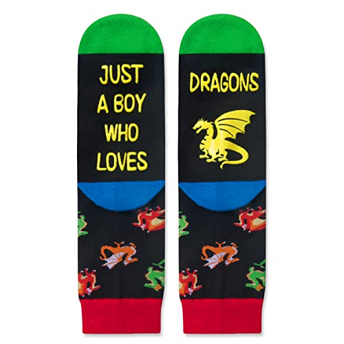 Cool Dragon Boys' Black Crew Socks
