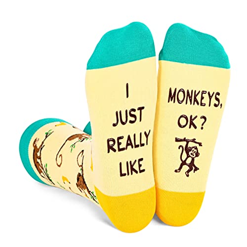 Gender-Neutral Monkey Gifts, Unisex Monkey Socks for Women and Men, Monkey Gifts Animal Socks