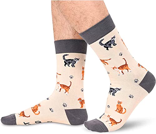 Funny Cat Gifts for Men Gifts for Cat Dad, Novelty Silly Crazy Fun Socks For Him