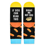 Funny Hot Dog Socks for Kids Who Love Hot Dog, Novelty Hot Dog Gifts, Children's Gag Gifts, Gifts for Hot Dog Lovers, Funny Sayings If You Can Read This, Bring Me Hot Dog Socks, Gifts for 7-10 Years Old