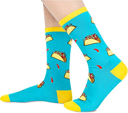 Funny Taco Socks for Women, Novelty Taco Gifts For Taco Lovers, Anniversary Gift For Her, Taco Tuesday, Fast Food Lover Socks, Womens Mexican Theme Socks