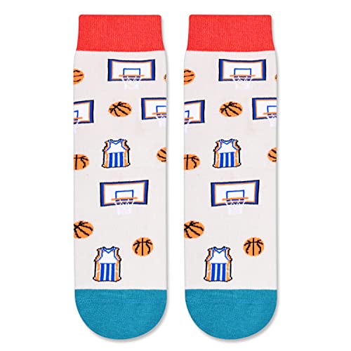 Novelty Basketball Socks for Kids, Funny Basketball Gifts for Sports Lovers, Kids' Gifts for Boys Girls 10-12 Years Old, Unisex Basketball Themed Socks Children, Silly Socks, Cute Socks