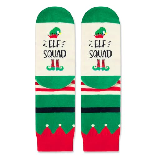 Festive Xmas Elf Socks, Santa Gifts for Boys Girls, Funny Christmas Gifts for Kids, Christmas Vacation Present, Stocking Stuffer, Gifts for 7-10 Years Old