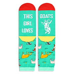 Funny Saying Goat Gifts For Women,This Girl Loves Goats,Novelty Goat Print Socks for Farmers, Gift For Her, Gift For Mom