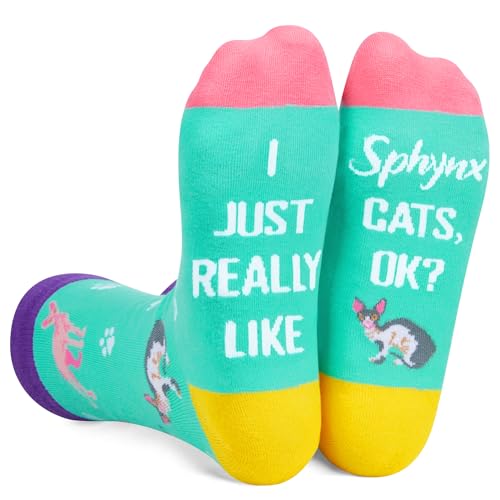 Funny Hairless Cat Socks, Socks with Hairless Cats, Socks for Hairless Cat Owners, Pet Socks with Cats, Hairless Cat Gifts for Hairless Cat Lovers, Cute Cat Gifts