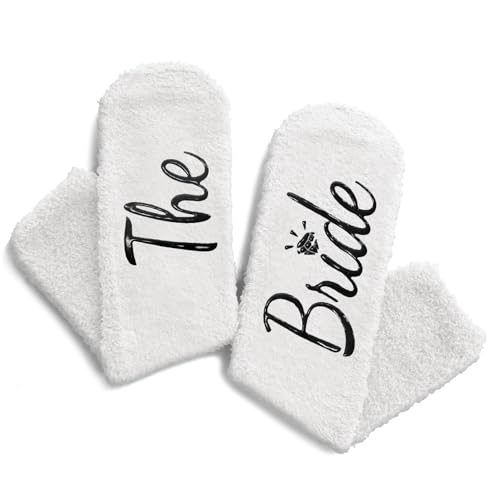 Bride Gifts for Wedding, Lovely Engagement Wedding Socks, Fuzzy Bride Socks