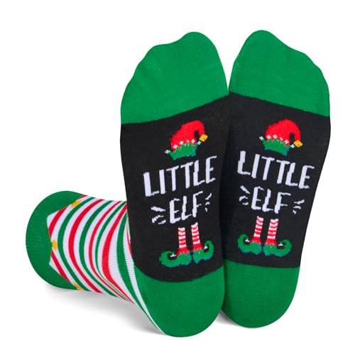 Funny Christmas Gifts for Kids, Funny Crazy Christmas Socks Holiday Socks for Childen, Elf Christmas Socks Santa Socks, Gifts for 7-10 Years Old